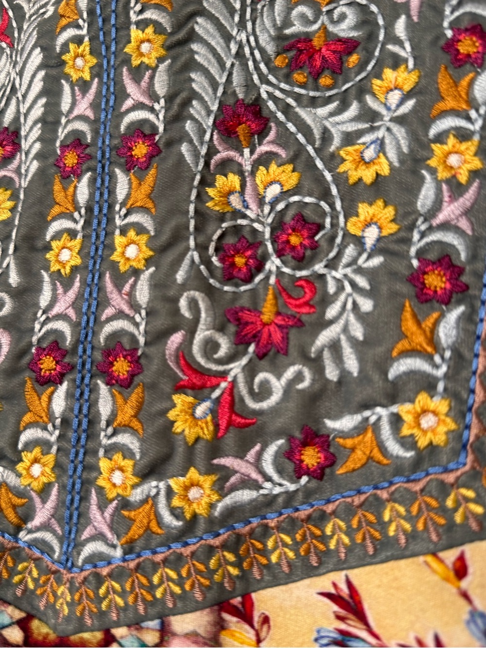 Soft Surroundings Embroidered Mixed Print Boho Tunic Top Jersey Blue 3X - Picture 3 of 11